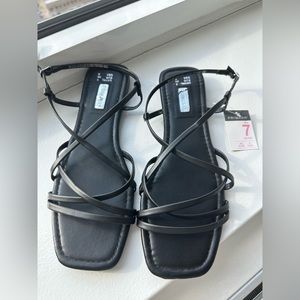 Black Strap Flat Sandals
